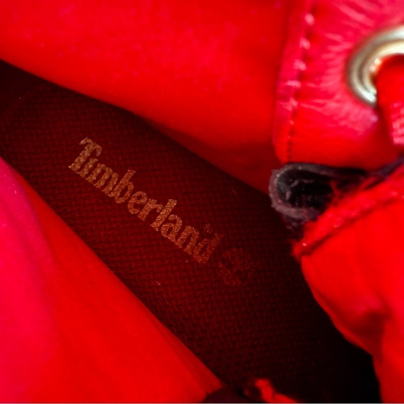 NWOT Timberland Black Leather Red Satin Gold Detail Lace Up Boots Size 6 - Picture 8 of 12